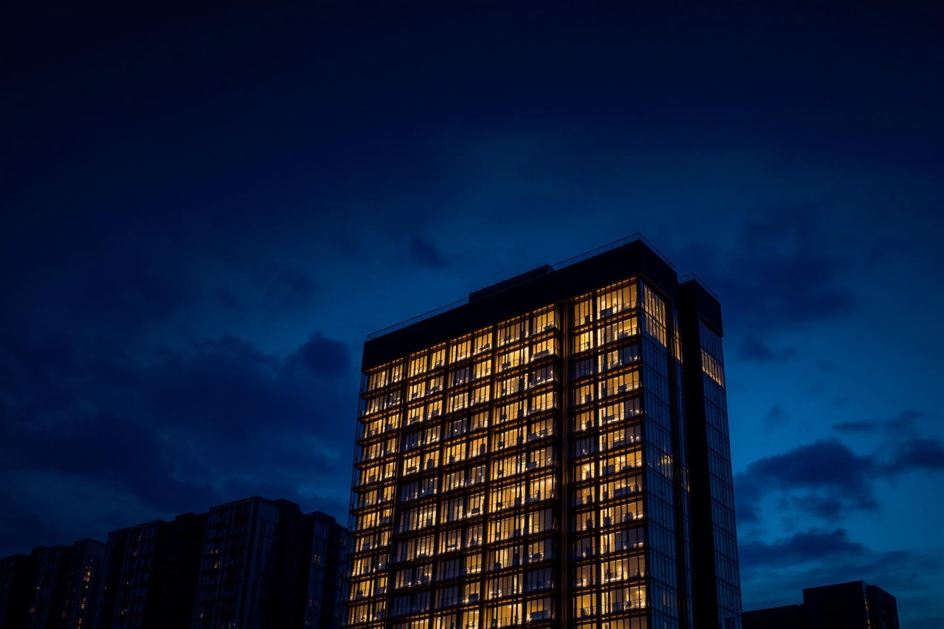 Luxury high-rise property in Florida at dusk